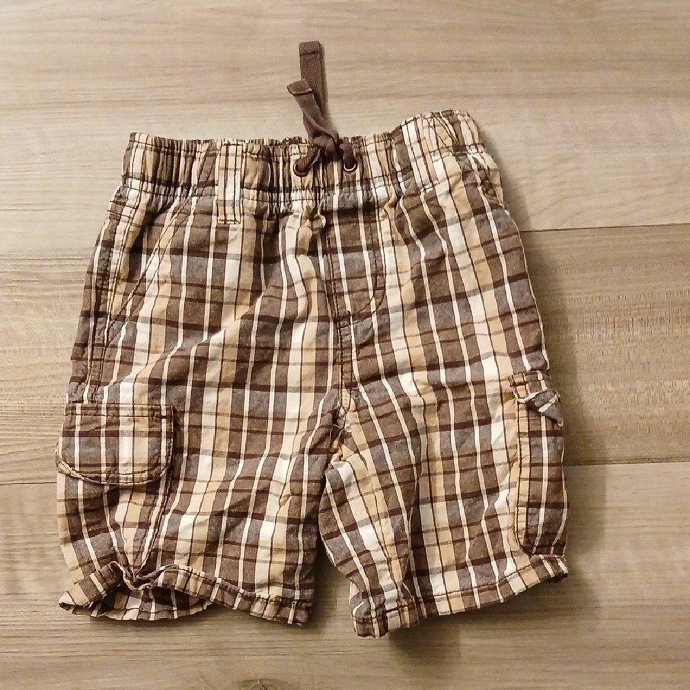 Gymboree Tan and Brown Plaid Preppy Boy Shorts Vintage Size 3 (F)